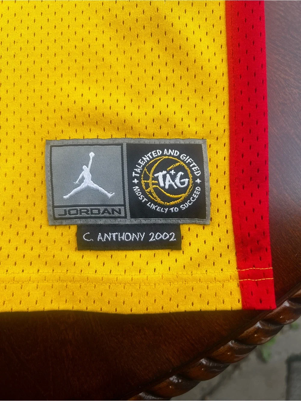 Jordan Yellow Oak Hill #22 Basketball Jersey with Red Accents